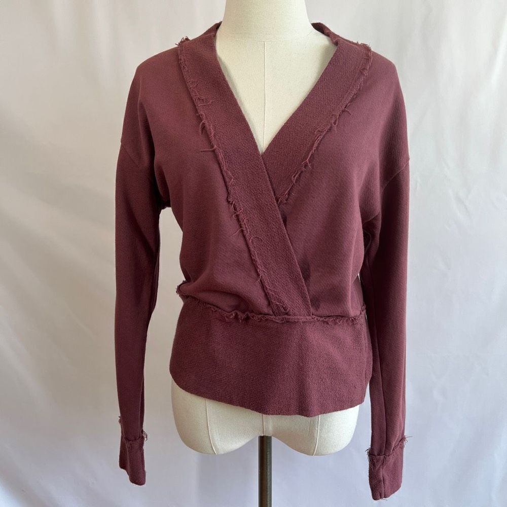 Anthropologie Tla Crossover Deconstructed Sweatshirt - Faded Burgundy - XS - New